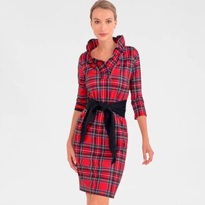 Gretchen Scott Ruffneck Dress Duke of York Plaid Size S